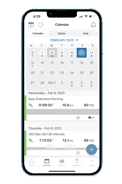 3 Endurance Iphone Mockups Training Peaks app screen with integrations to smart watch