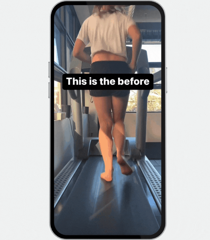 before and after running gait pattern #2 on grey background