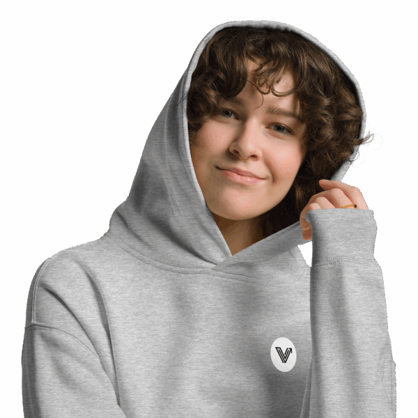 Grey Long Oversized Hoodie White Logo - Image 5