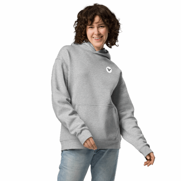 Grey Long Oversized Hoodie White Logo - Image 3